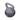A gray kettlebell with a matte finish and a white circular logo sticker on the side, isolated on a white background.