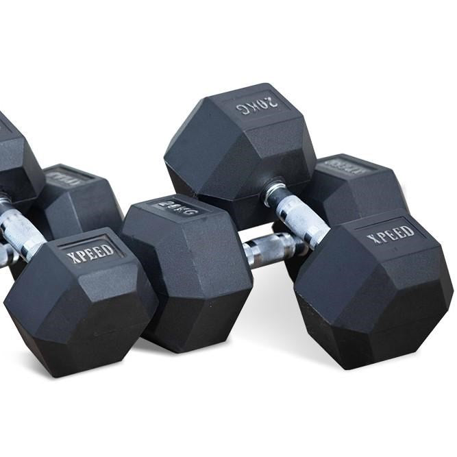Xpeed Rubber Hex Dumbbells
